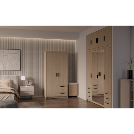 Szafa z szufladami 90 cm uchylna 2D TRINO dąb olejowany